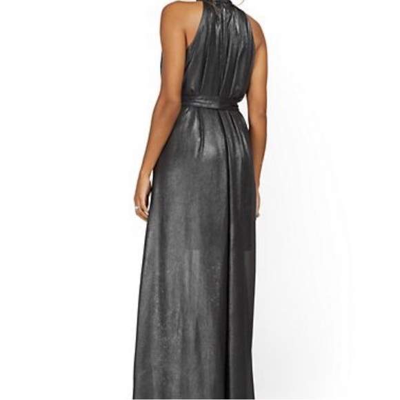 NWT gunmetal Halter High Neck Maxi Dress by New York & Co |Size Small - Picture 5 of 5